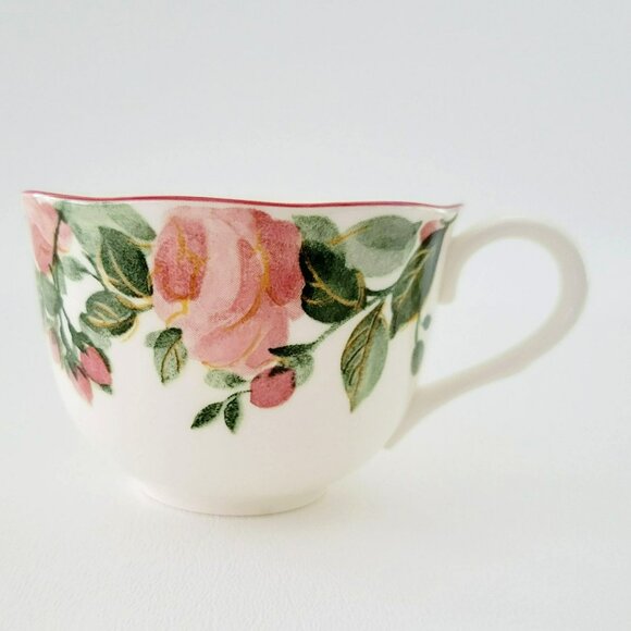 Vintage Nikko Precious Teacups & Saucers, 2 Sets, Red Poppy Flower Green Trim - Picture 3 of 16